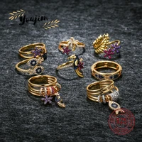 new 925 silver womens summer shining zircon coconut fish woodpecker ring fashion luxury monaco jewelry gift