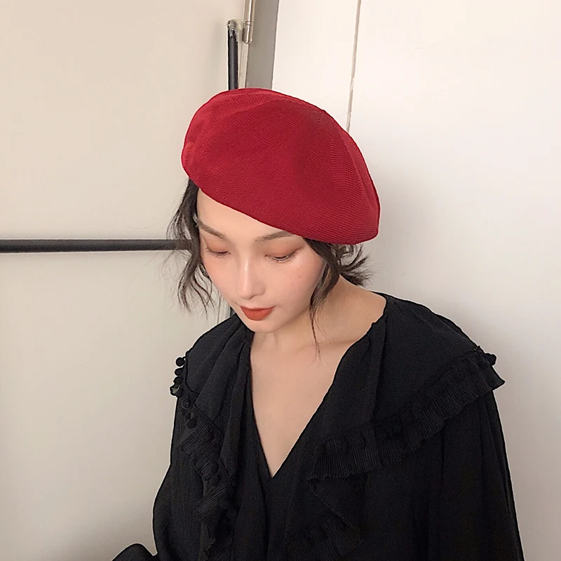 Шляпа летняя тонкий берет женский весенне осенний японский простой