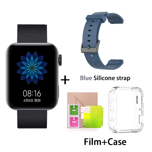 Black n blue strap Новые Xiaomi mi часы mi UI Android умные часы Bluetooth 4,2 многофункциональные часы с NFC A Ture Smart Wtach - Цвет: Black n blue strap
