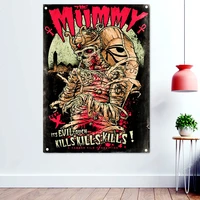 the mummy rock and roll flags wall sticker decorative accessories dark metal artist posters black art banners wall hanging