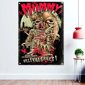 THE MUMMY Rock and Roll Flags Wall Sticker Decorative Accessories Dark Metal Artist Posters Black Art Banners Wall Hanging