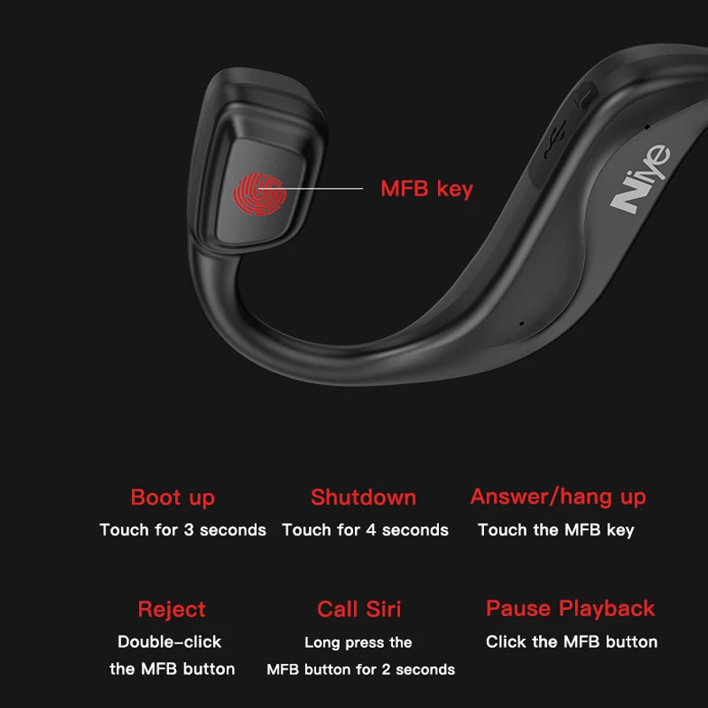 Bluetooth наушники спортивные беговые с открытым ухом Беспроводной 5 0 на открытом