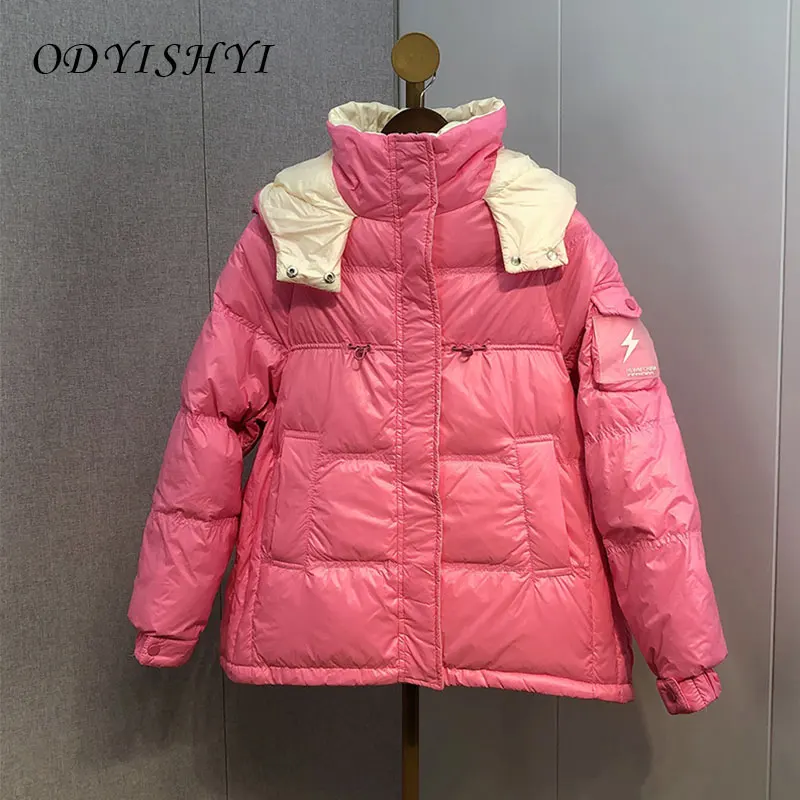 

Новинка 2021, пуховик, женские пальто, толстая зимняя короткая парка, модная куртка с воротником-стойкой и капюшоном, женская уличная одежда, т...