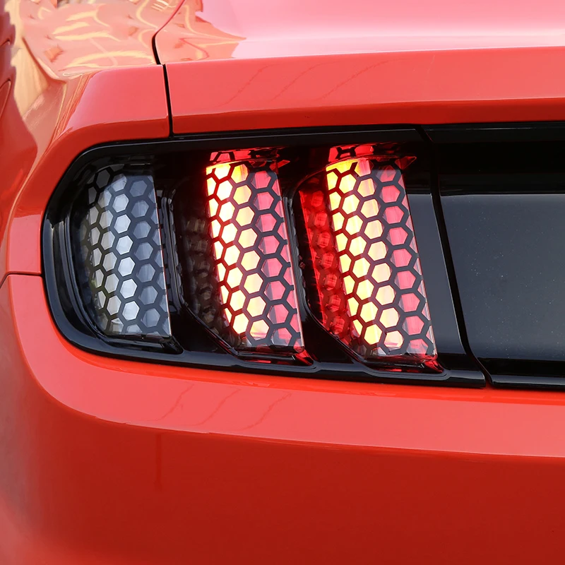 

6pcs Car taillight lampshade Brake light decoration Honeycomb Trim strip stickers For Ford Mustang 2015 2016 2017 2018 2019 2020