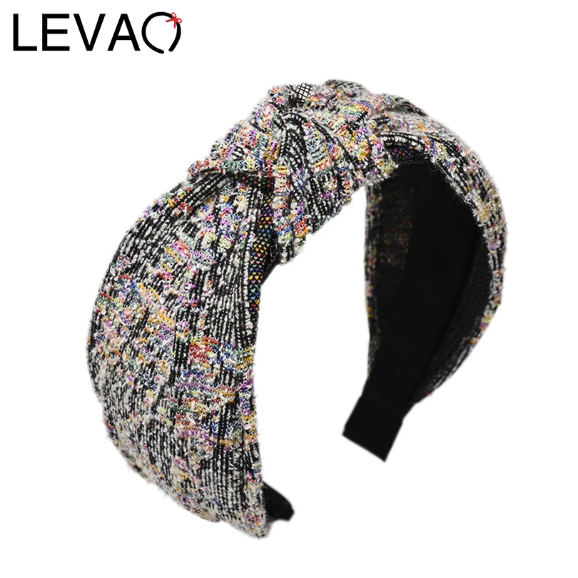 LEVAO, осенняя и зимняя повязка на голову с узлом, винтажная Корейская шерстяная лента для волос, ободок, тюрбан, Женские аксессуары для девочек, обруч для волос