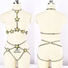 Портупея для тела, с золотой пентаграммой, готический бюстгальтер из ремней, эластичная регулировка