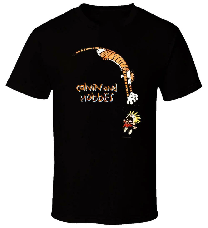 Новая футболка с изображением Кельвина и Гоббса 4 размер США Em1 свободная |