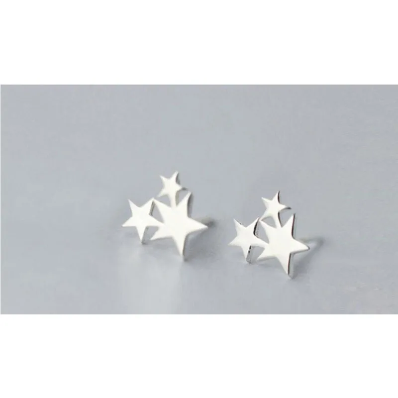 925 пробы серебряные серьги-гвоздики со звездами для женщин элегантные свадебные