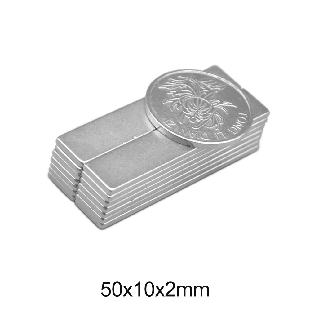 Сильный редкоземельный магнит 5 ~ 60 шт. 50x10x2 толщина 2 мм блок прямоугольные