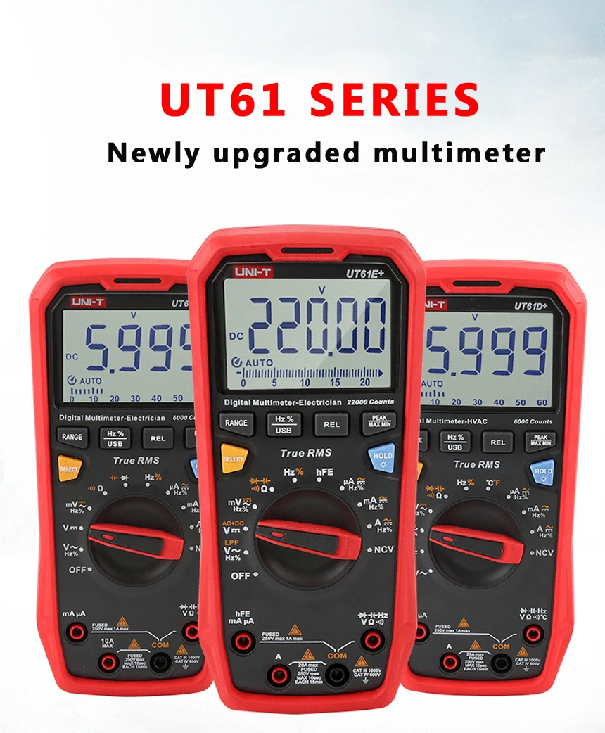 Updated Version Of UNI-T UT61E + UT61D UT61B Digital Multimeter True RMS AC/DC Voltage Current Resistance Capacitance Tester | Инструменты