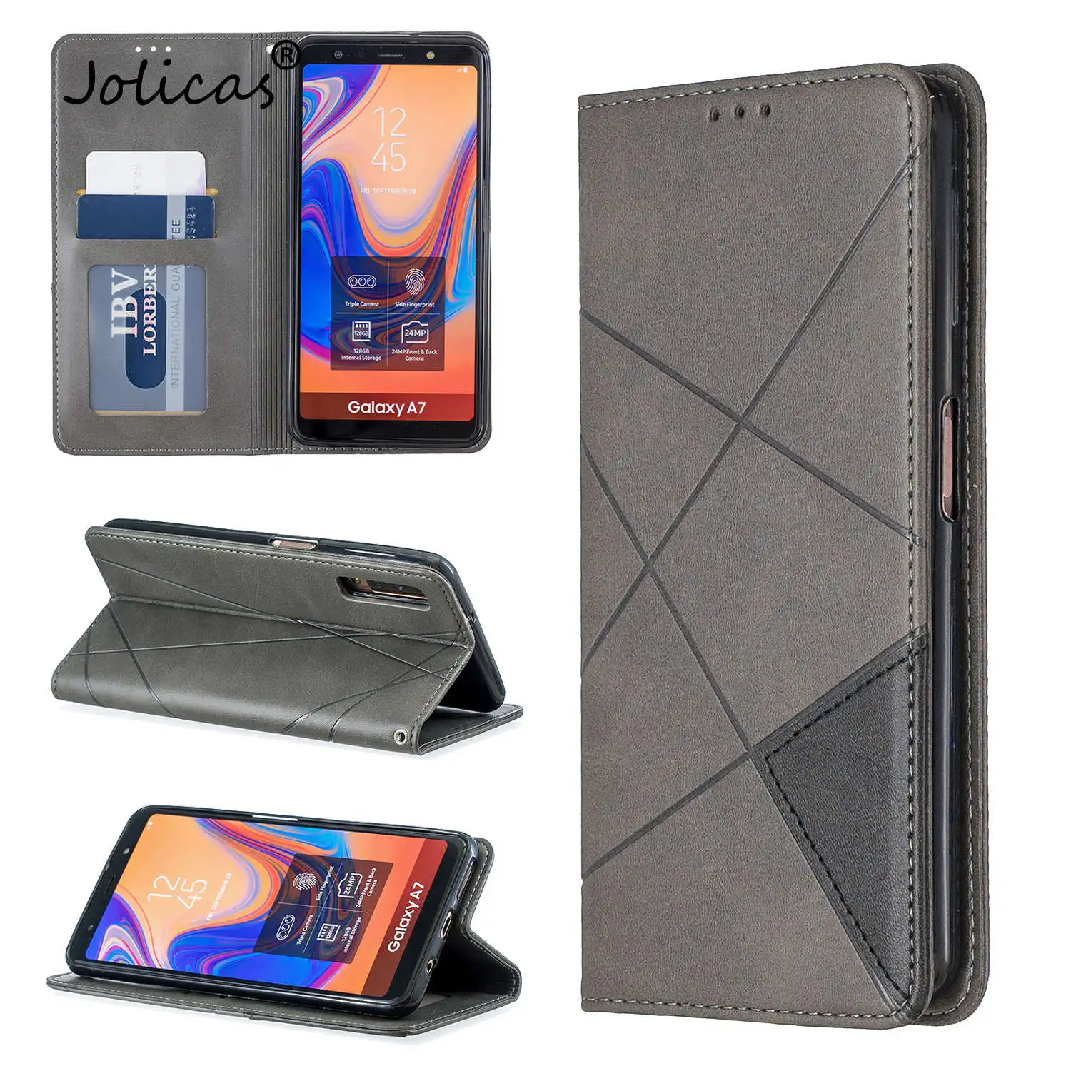 Solid Color Flip Wallet Case Book For telefoon Samsung A750 Cellphone Cases sFor Coque Samsung Galaxy telefon A7 2018 Estojo