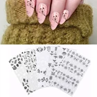 1 лист черно-белых стилей для украшения ногтей переводная наклейка цветок оставьте серию геометрических фигур наклейки для ногтей аксессуары