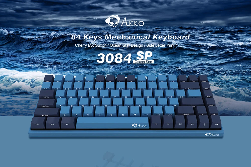 Оригинальная Механическая игровая клавиатура AKKO 3084 SP с океанской звездой, 84 клавиши, Cherry MX Переключатель, боковая буква, компьютерный геймер, программируемый тип C