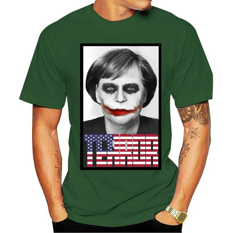 2020 leisure fashion large T shirt 100% cotton АНЖЕЛА МЕРКЕЛЬ ТЕРРОР АНБ НАТО ЕС США ДЖОКЕР ТРАМП