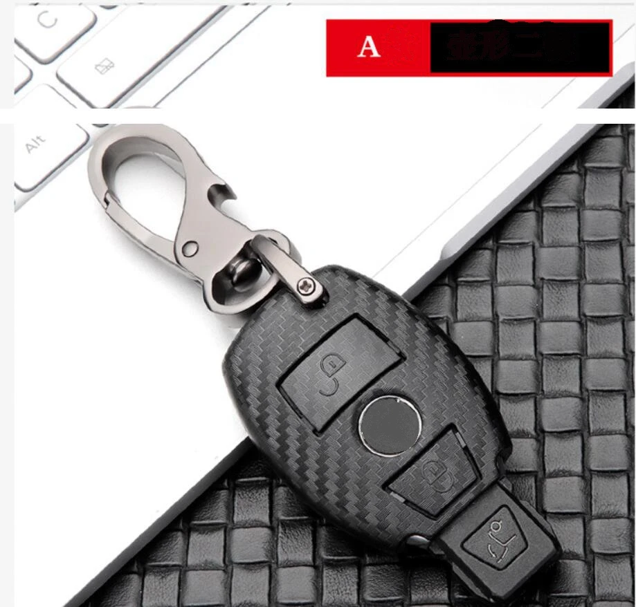 

Car ABS Carbon Fiber Key Case Cover Chain For Mercedes Benz C Class W205 C200 C180 C260 C300 E Class W213 E200 E300 C200L GLC260