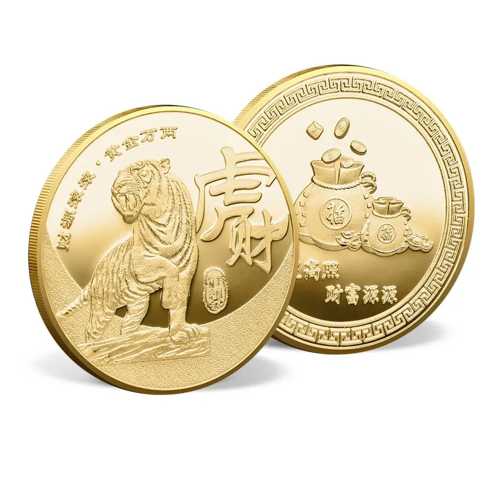 

2022 китайская Новогодняя монета, памятные монеты в честь года тигра, праздник весны, двусторонняя Тигровая монета для коллекции, благословен...