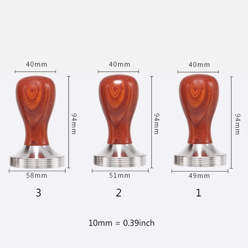

Red Rosewood Handle Coffee Tamper Barista Espresso Tamper Stainless Steel Flat Base Coffee Powder Hammer Press Tools 49mm/51mm/5
