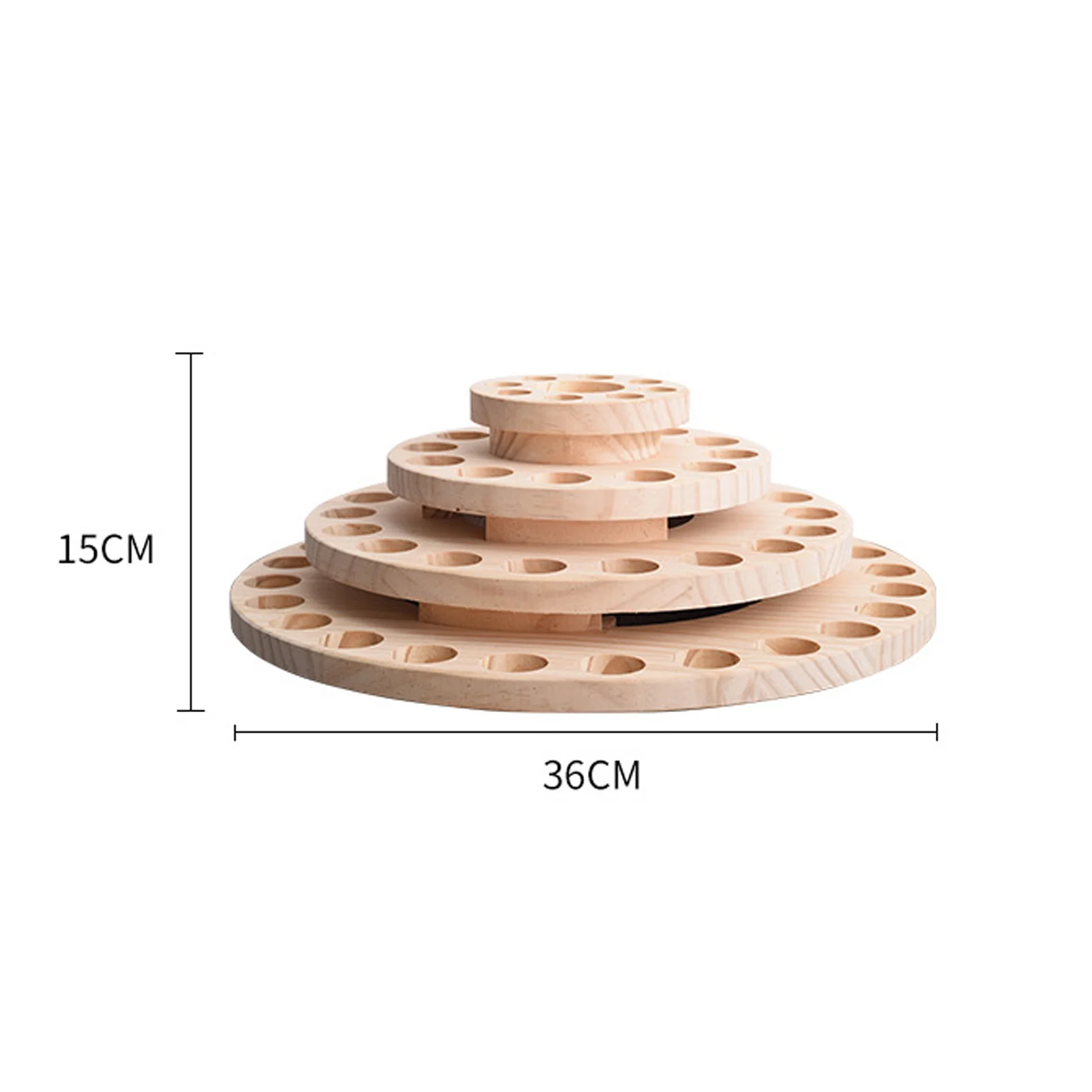 

4 Tiers Rotatable Essential Oil Rack Durable Perfume Display Stand Natural Wood 63 Compartments For Different Sized Bottles