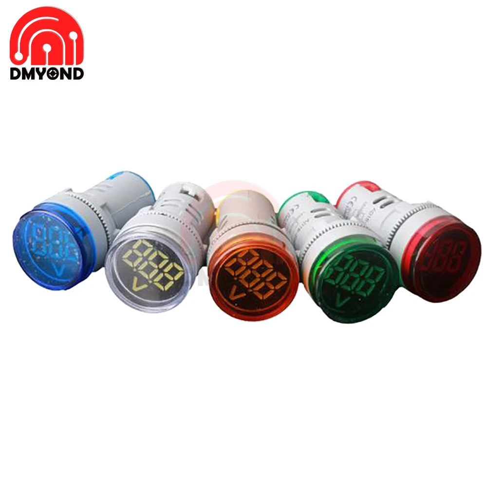 Круглый светодиодный цифровой вольтметр 0 100 в постоянный ток 12 В 24 22 мм монитор