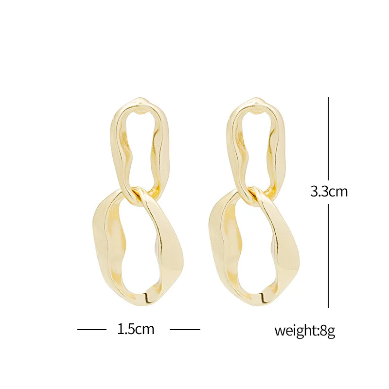 

Silver Needle Frosty Wind Irregular Geometric Oval Chain Earrings Personalized Fashion All-match Earrings