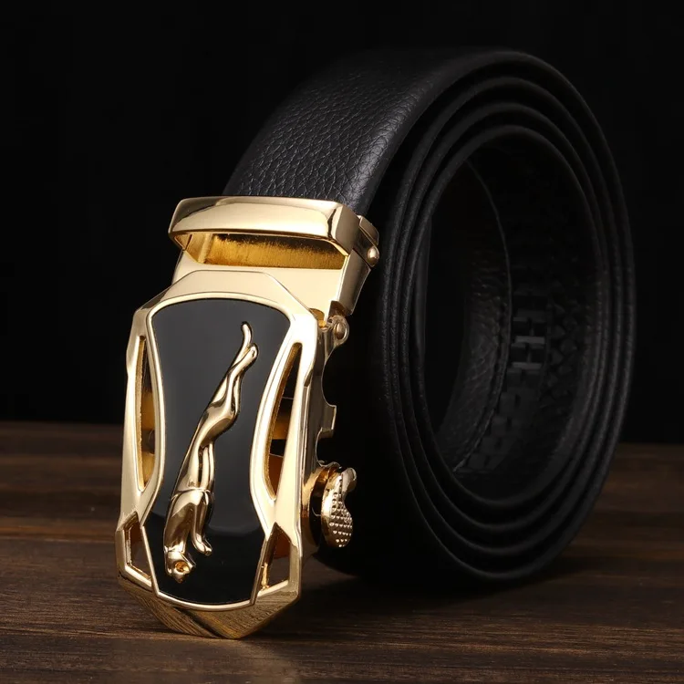Мужской ремень из искусственной кожи с леопардовой автоматической пряжкой