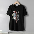Летние модные черные футболки с короткими рукавами в китайском стиле, женские креативные принты с рисунком, горячие бриллианты, свободные повседневные женские топы