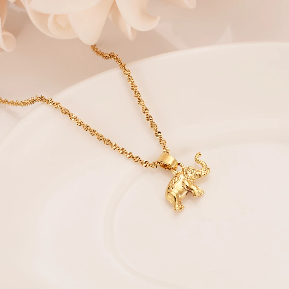 Ожерелье и серьги с изображением милого слона золото 24 к|Ювелирные наборы| |