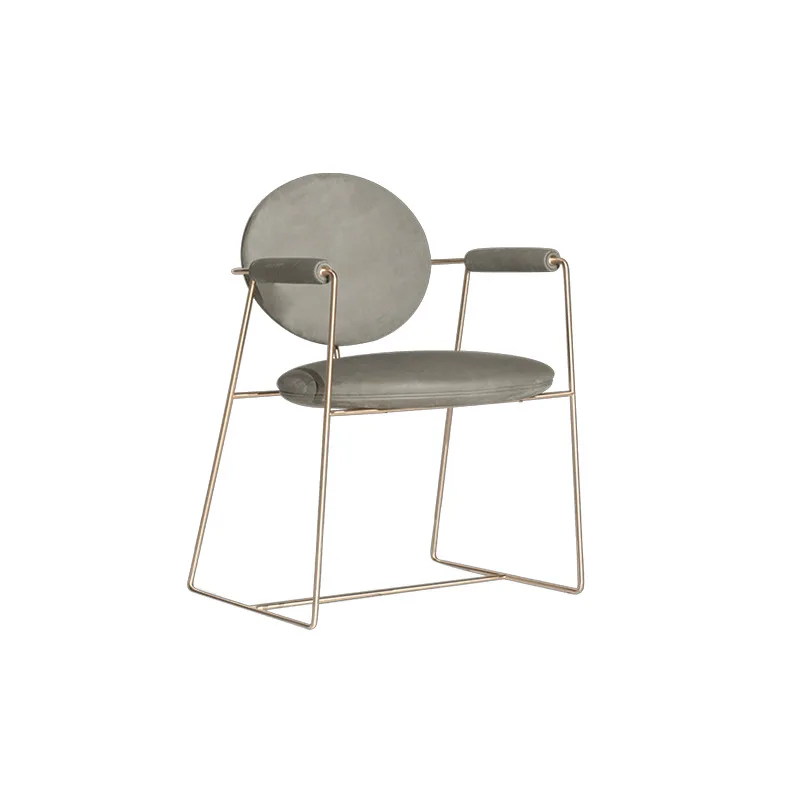 

Italian minimalist leather armchair luxury flannel dining chair modern minimalist stainless steel leisure chair designer chair