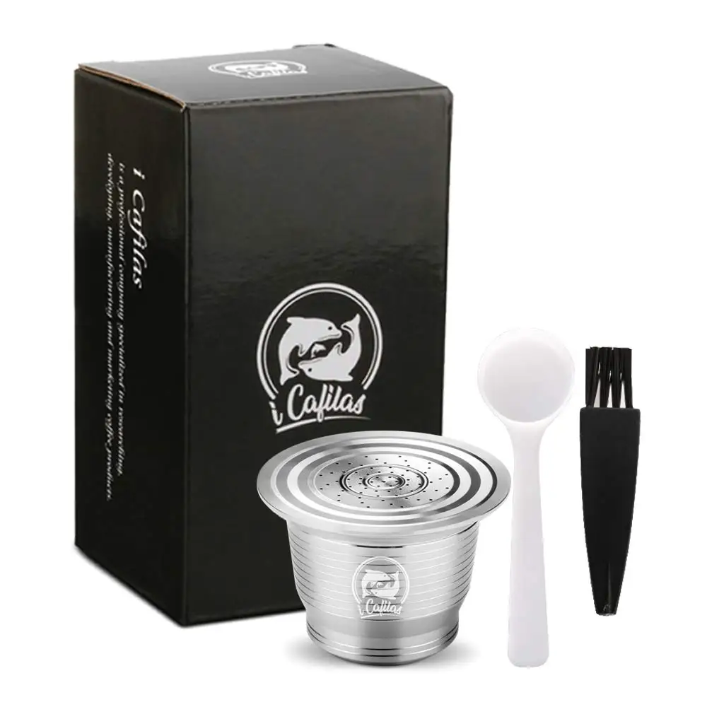 1 Capsule ICafilas фильтры для кофейных капсул из нержавеющей стали для Nespresso многоразовая кофейная чашка ложка многоразовые кронштейны - Цвет: 1 Capsule