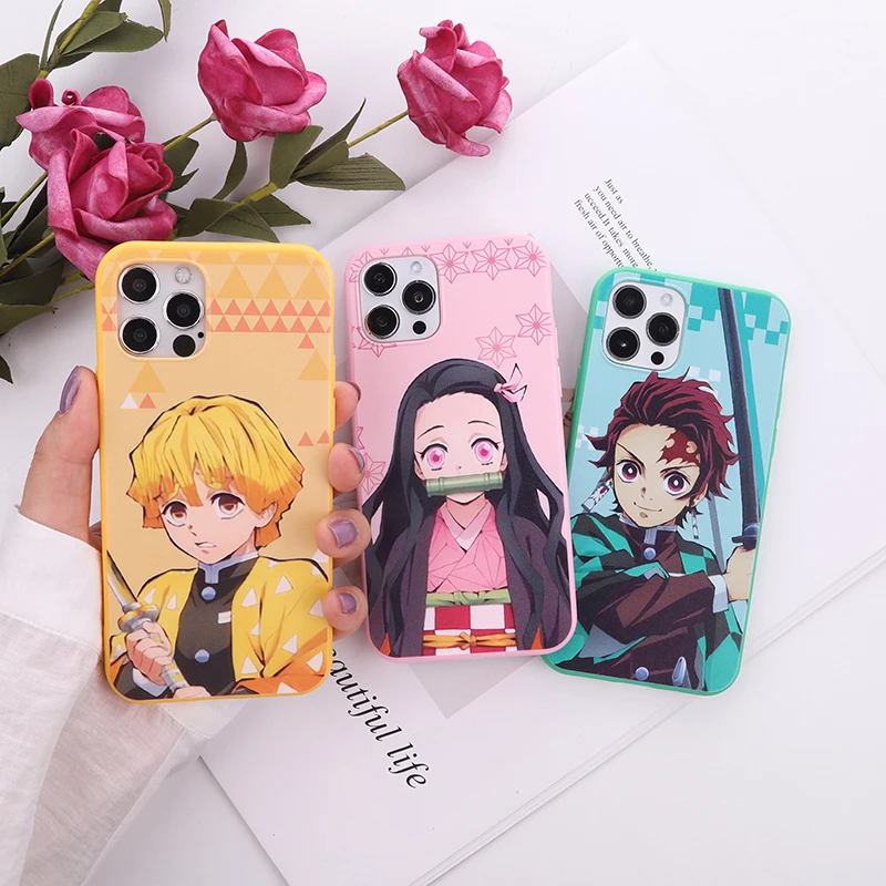 

Cartoon Japan Anime Cute Slayer Protection Phone Case For iPhone 13 12 11 Pro Max XR XS X 8 7 Plus Soft TPU Colorful Phone Coque
