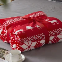 winter merry christmas elk blankets flannel throw blankets for beds double layer comfort cotton coral fleece weighted blankets