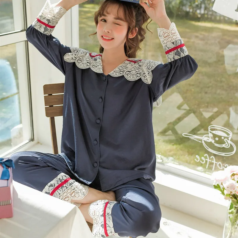 Новое милое кружевное платье с большим воротником вискоза Для женщин пижамные