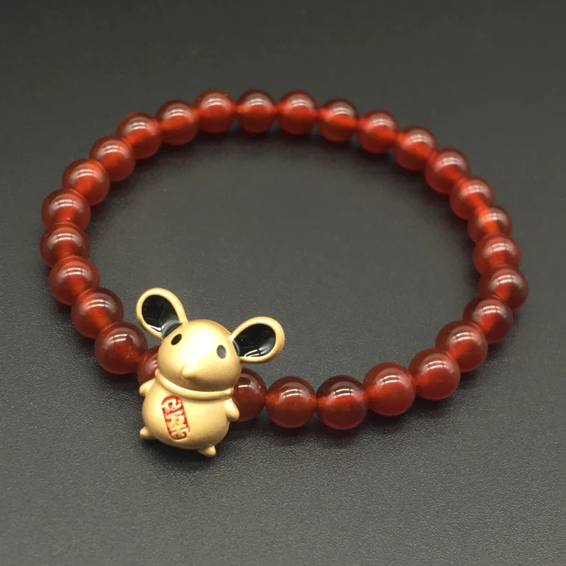 Новинка 2020 китайский стиль Зодиак крысы красный агат браслеты для женщин день