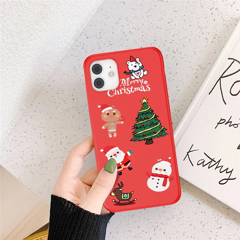 uigo cartoon christmas phone case for iphone 13 11 12 pro max 7 8 6 6s plus 12 santa claus lovely cover for iphone xr x xs se free global shipping