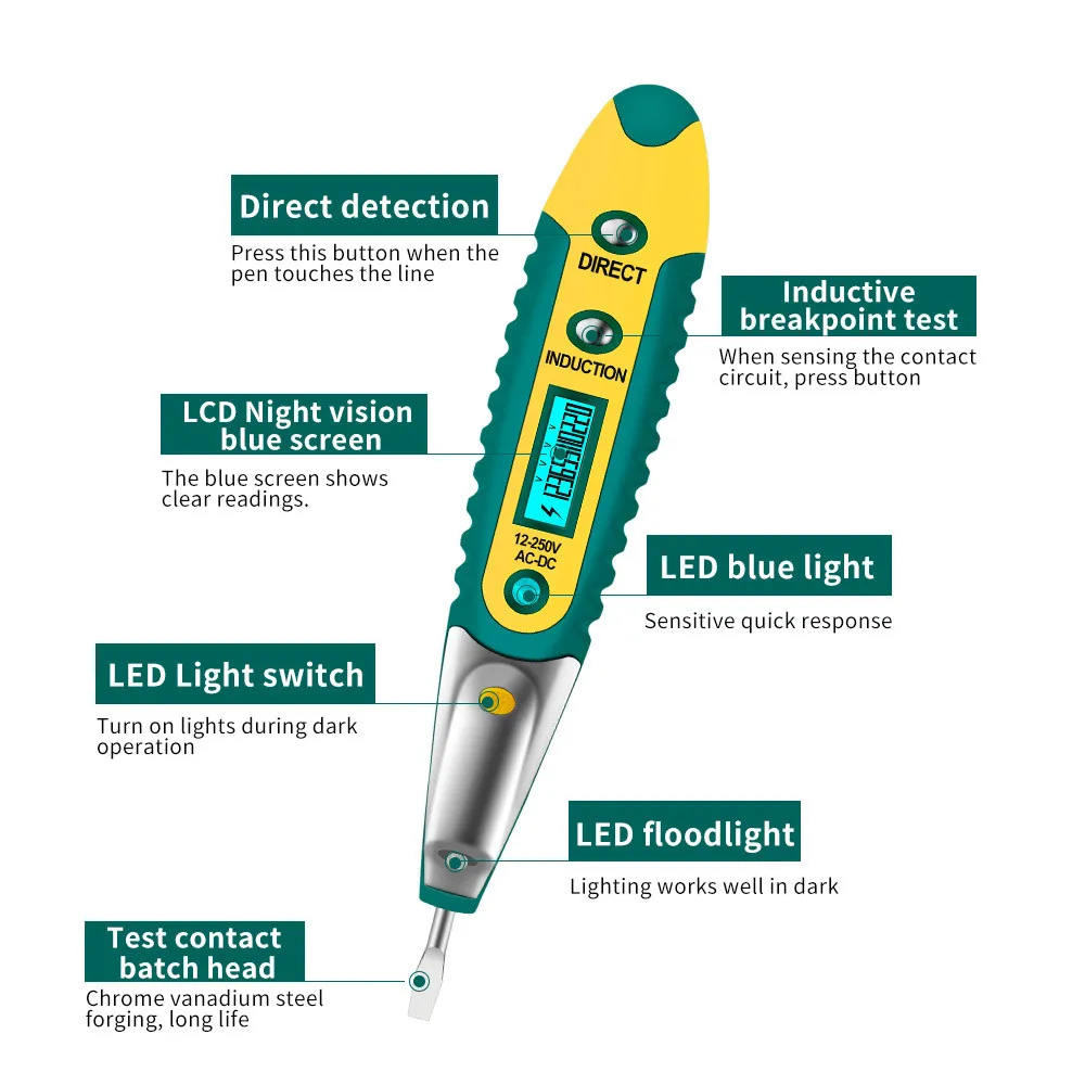 Цифровой тестовый карандаш с ЖК-дисплеем 12-250 В | Инструменты