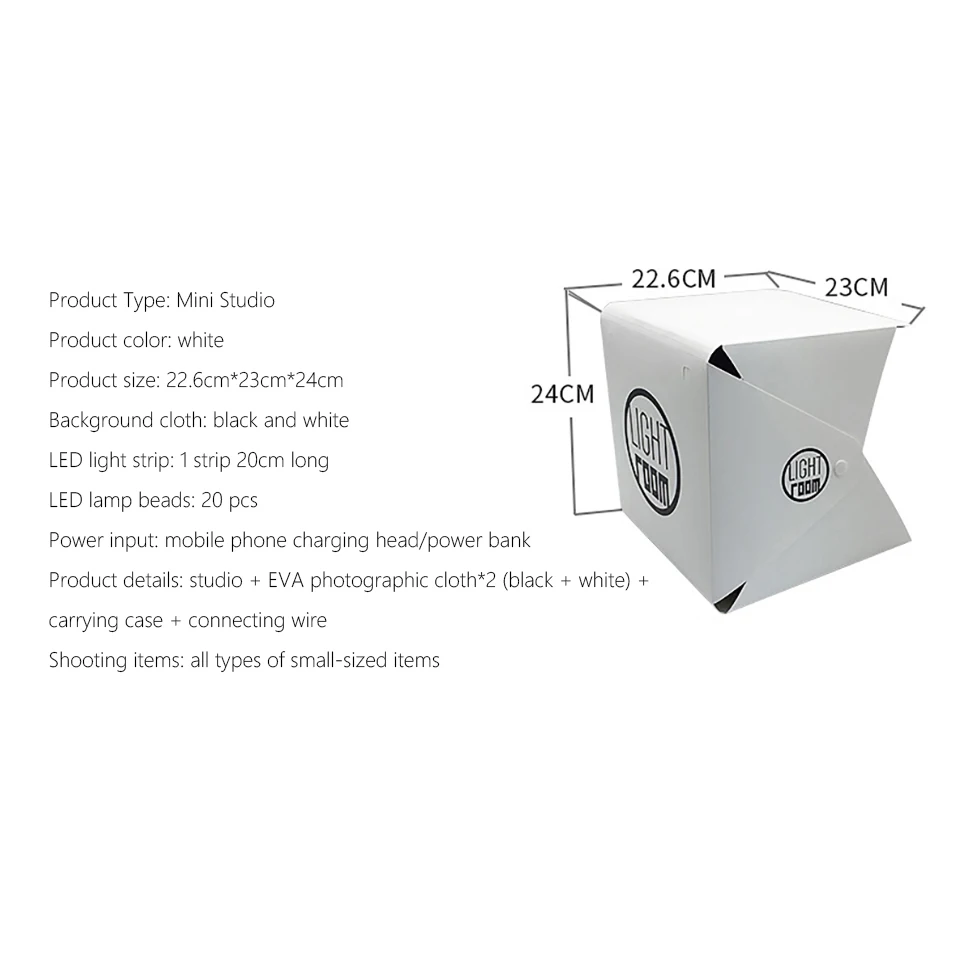 Mini Folding Lightbox Photography Photo Studio Portable Softbox 2 Panel LED Light Shooting Tent Box Kit for DSLR Camera | Электроника