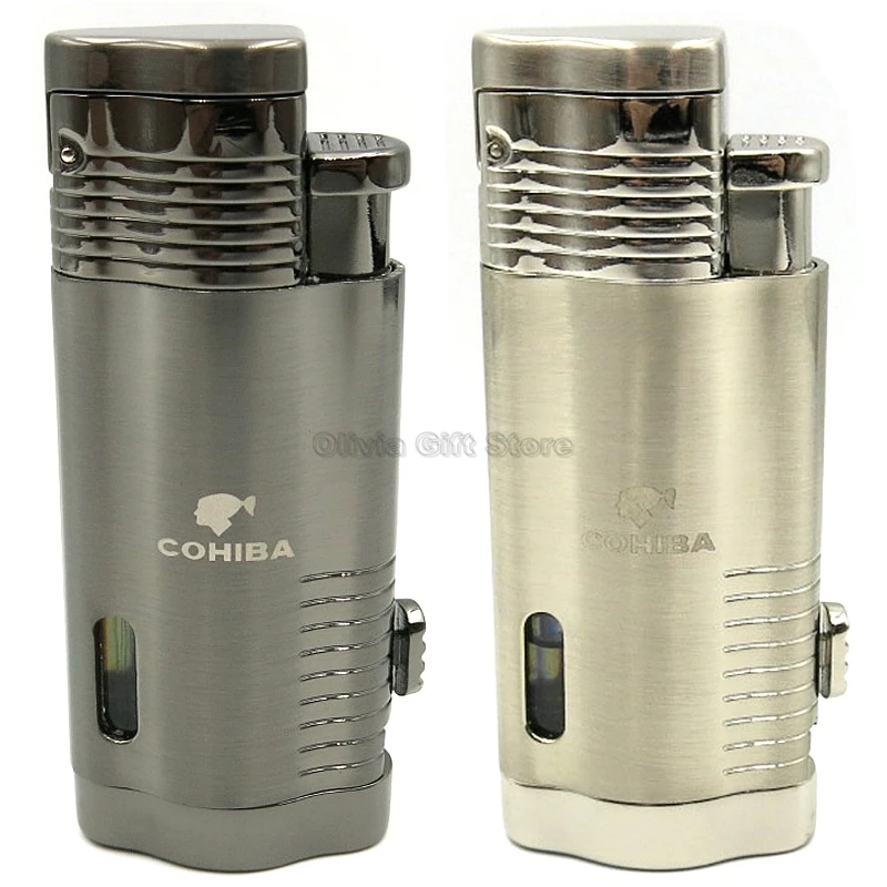 COHIBA классический 3 синий фонарь струйный металлический сигары зажигалка табак