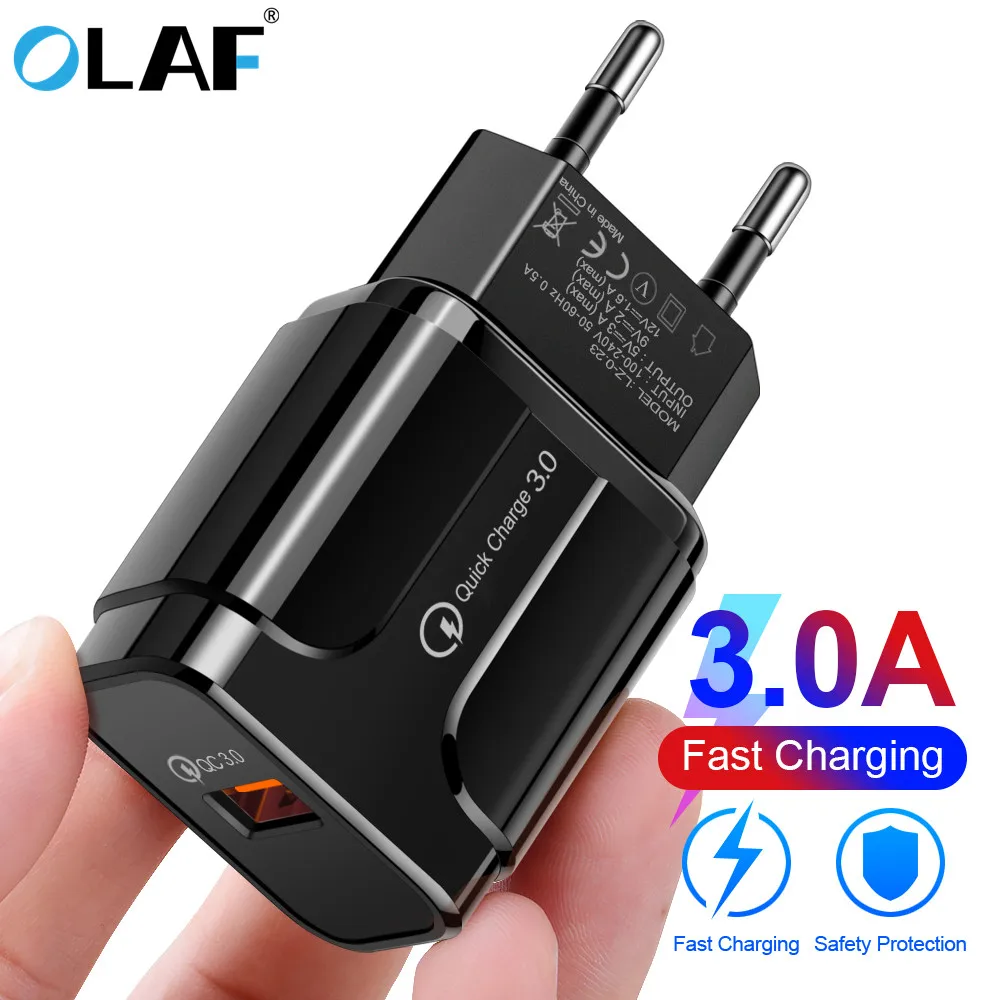OLAF 18 Вт Быстрая зарядка 3,0 3A быстрое зарядное устройство с европейской и американской вилкой настенное зарядное устройство USB адаптер для iPhone Samsung Xiaomi Huawei