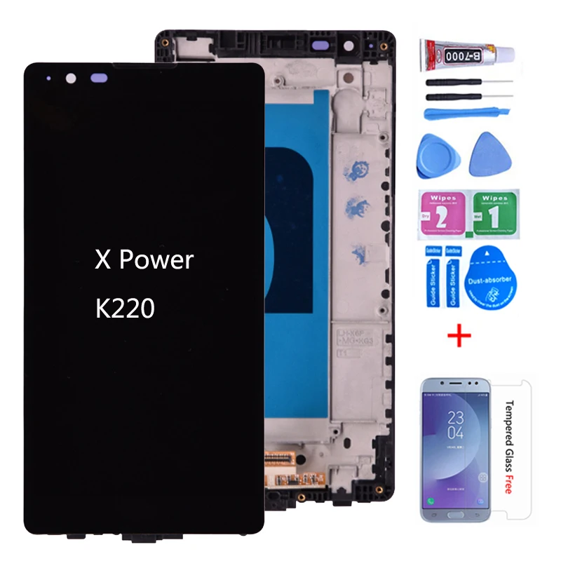 Для LG X power K220DS K220 ЖК-дисплей с кодирующий преобразователь сенсорного экрана в сборе с рамкой