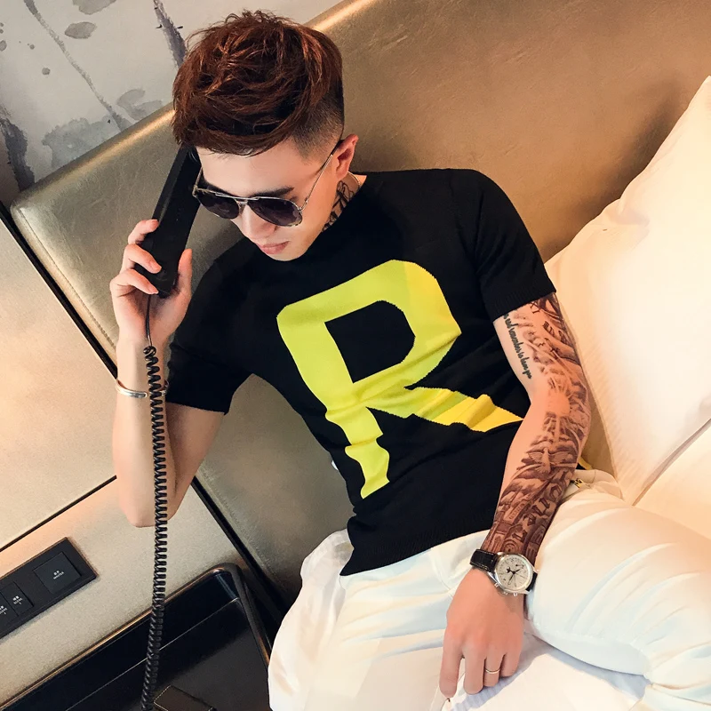 Футболка мужская Трикотажная с коротким рукавом Модная приталенная