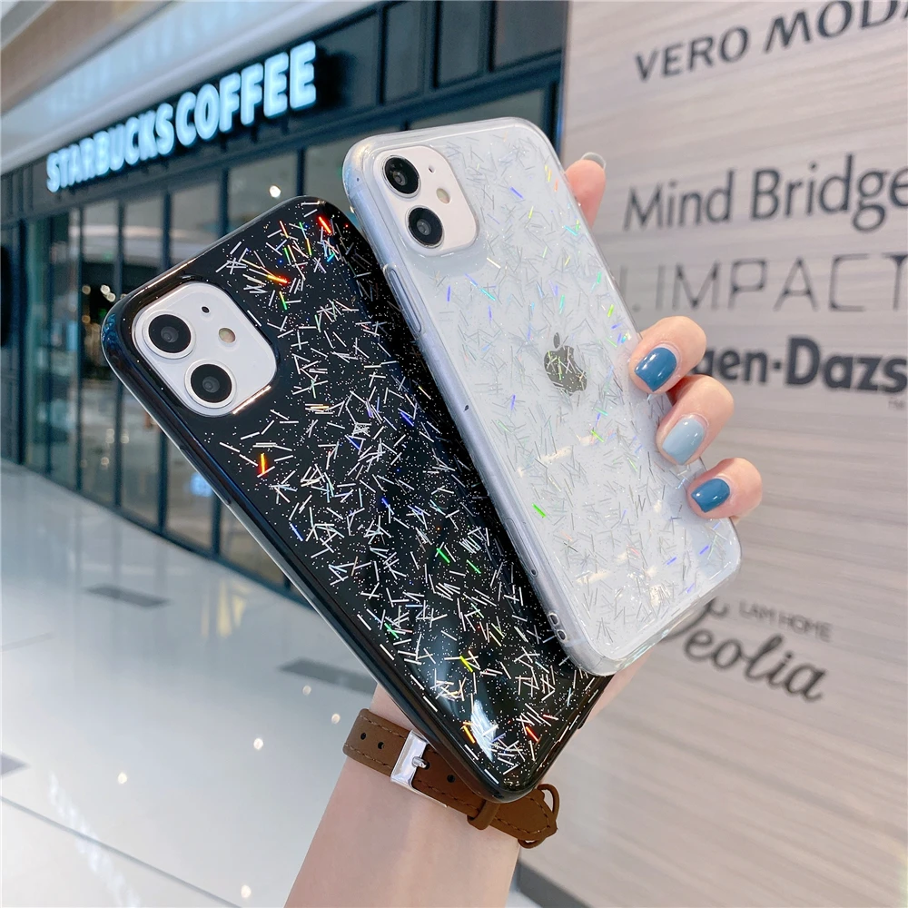 Блестящий силиконовый чехол с лазерным дождём для Huawei P Smart 2019 2020 2021 Z Plus задняя