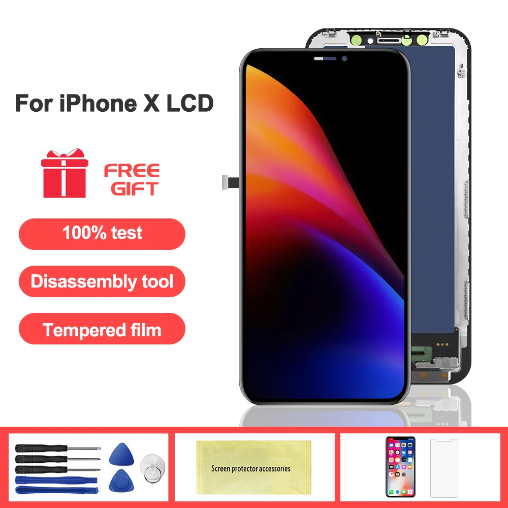 

ЖК-дисплей для iPhone X с 3D сенсорным дигитайзером в сборе, без битых пикселей, сменный ЖК-экран для iPhoneX, ЖК-экран