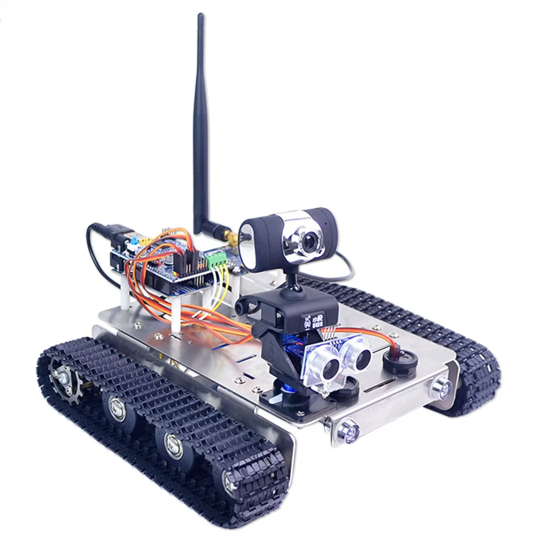 Robot Wifi Bluetooth Робот шасси автомобиля умный автомобиль Алюминиевый сплав трек тела для Arduino UNO R3(линия патруль интеллектуальное избегание препятствий - Цвет: Robot Wifi Bluetooth