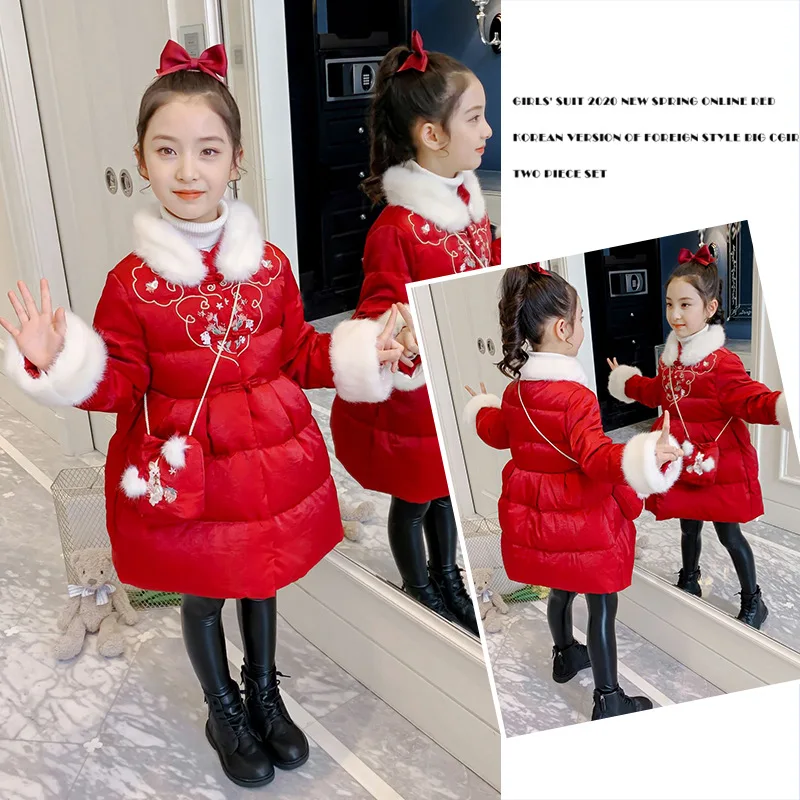 Hanfu-parkas de invierno para ni&ntilde;as, ropa gruesa de estilo chino Tang, Chaqueta de algod&oacute;n, abrigo de invierno c&aacute;lido-3