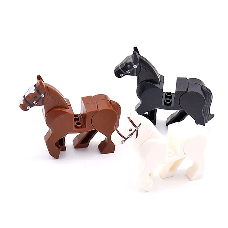 

3Pcs Horse Building Blocks Wild Animal Figure Set Military SWAT Bricks Toys