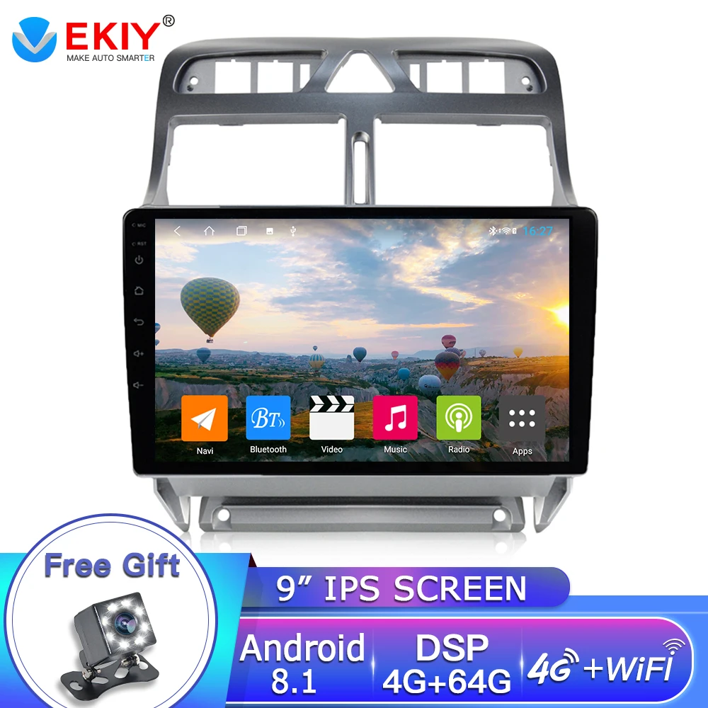 EKIY 9 ''IPS 2Din Android 8 1 автомобильный DVD плеер GPS навигация Мультимедиа для Peugeot 307 307CC