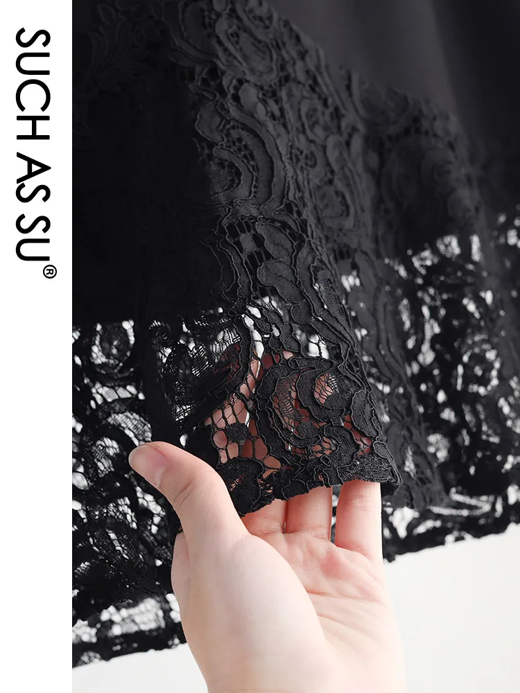 

New Spring Summer Lace Skirts Women 2021 Black High Waist Knee-Length Mermaid Skirt S-3XL Plus Size Ruffle Skirt Female 9630