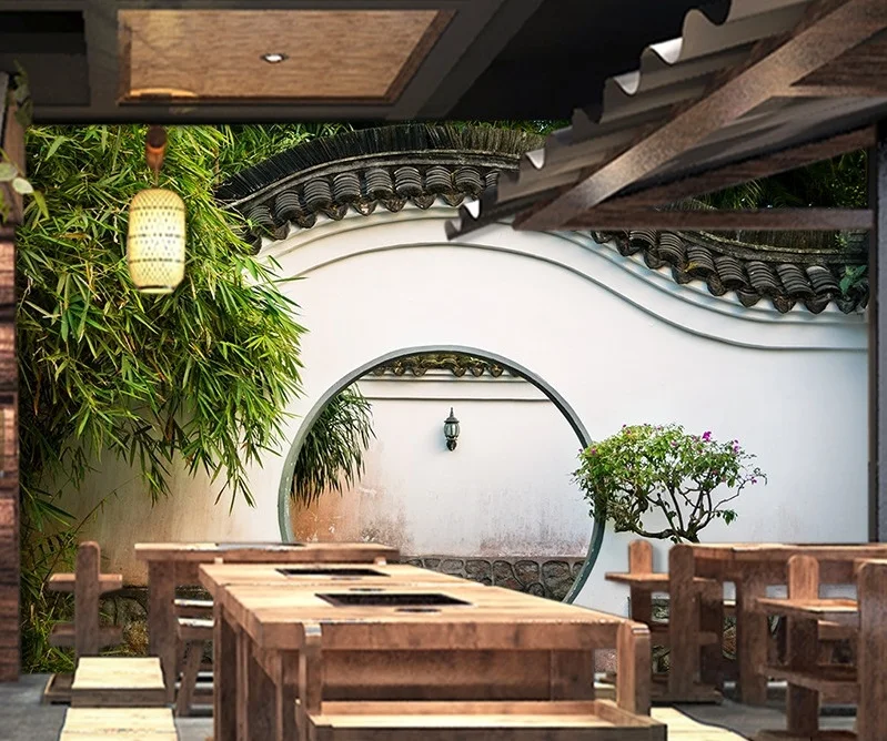 3D китайские классические обои Suzhou садовая роспись для гостиной в стиле Hui