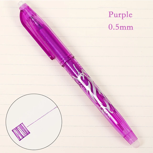 Purple Стираемая ручка 0,5 мм 8 цветные чернила Волшебная гелевая ручка для Shool офисные канцелярские принадлежности для экзамена запасные канцелярские принадлежности милые ручки для студентов - Цвет: Purple