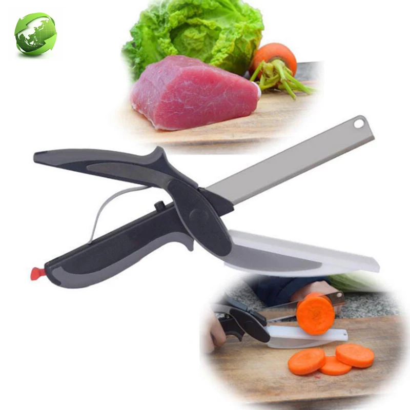 

Hot Sale Multi-Function Scissors 2 in 1 Cutting Board Stainless Steel Smart Fruit Vegetable Knife Kitchen Essential Accessories